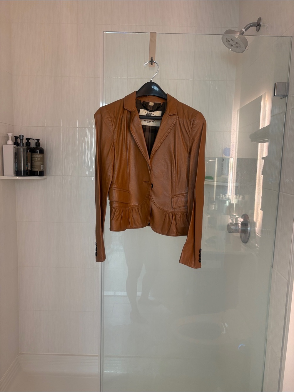Burberry Tan Leather Blazer Jacket